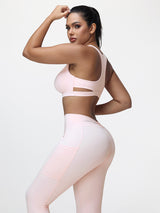 Women’s High-Support Gym Set with Racerback Sports Bra and V-Back Leggings