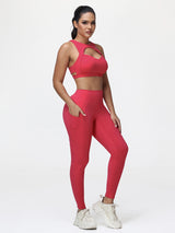 Women’s High-Support Gym Set with Racerback Sports Bra and V-Back Leggings