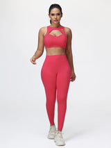 Women’s High-Support Gym Set with Racerback Sports Bra and V-Back Leggings