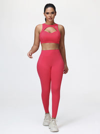 Women’s High-Support Gym Set with Racerback Sports Bra and V-Back Leggings