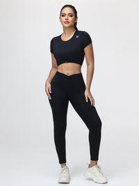 Women’s Open Back Workout Set with Twist Waist Leggings