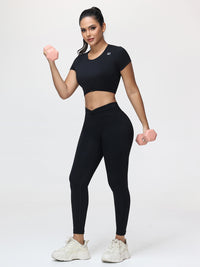 Women’s Open Back Workout Set with Twist Waist Leggings