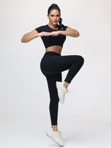Women’s Open Back Workout Set with Twist Waist Leggings