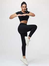 Women’s Open Back Workout Set with Twist Waist Leggings
