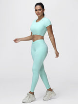 Women’s Open Back Workout Set with Twist Waist Leggings