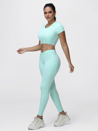Women’s Open Back Workout Set with Twist Waist Leggings