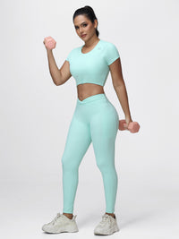 Women’s Open Back Workout Set with Twist Waist Leggings