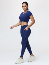 Women’s Open Back Workout Set with Twist Waist Leggings