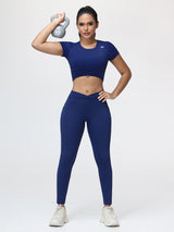 Women’s Open Back Workout Set with Twist Waist Leggings