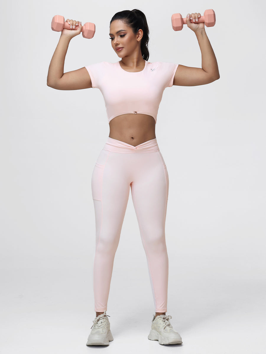 Women’s Open Back Workout Set with Twist Waist Leggings