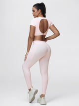 Women’s Open Back Workout Set with Twist Waist Leggings
