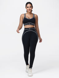 Contrast Piping Gym Set for Women