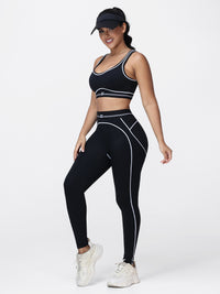 Contrast Piping Gym Set for Women