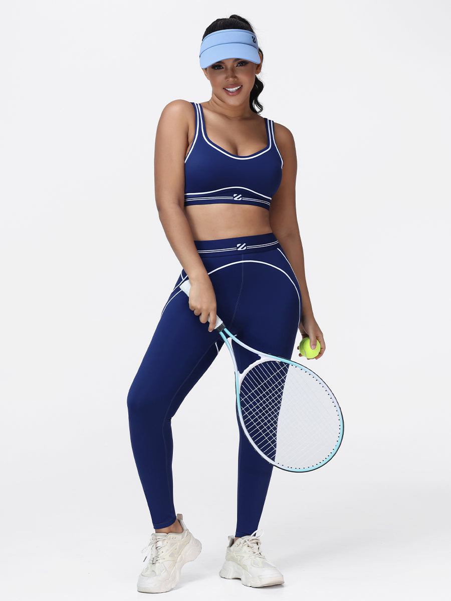 Contrast Piping Gym Set for Women