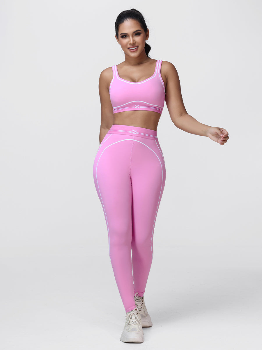 Contrast Piping Gym Set for Women