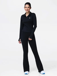Women's Half Zip Long Sleeve Gym Top & High Waist Leggings Workout Set