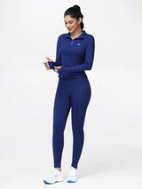 Women's Half Zip Long Sleeve Gym Top & High Waist Leggings Workout Set