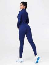 Women's Half Zip Long Sleeve Gym Top & High Waist Leggings Workout Set