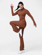 Women's Half Zip Long Sleeve Gym Top & High Waist Leggings Workout Set