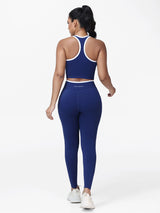 Women's 2 Piece Workout Set Racerback Sports Bra and Cross Waist Pocket Leggings
