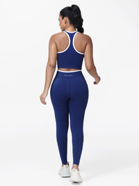 Women's 2 Piece Workout Set Racerback Sports Bra and Cross Waist Pocket Leggings