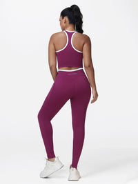 Women's 2 Piece Workout Set Racerback Sports Bra and Cross Waist Pocket Leggings